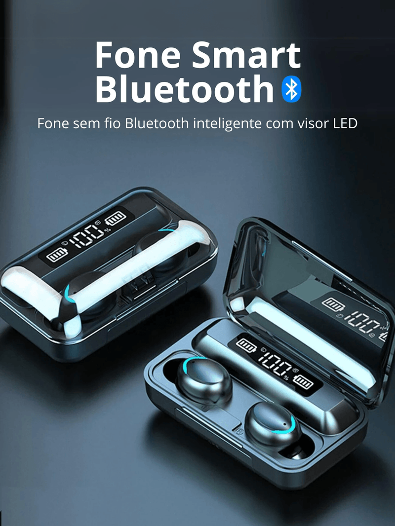 Fones de Ouvido Bluetooth F9 Sem Fio com Display LED